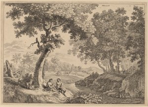 Satyr Familie Zittend onder een Boom door after Herman van Swanevelt