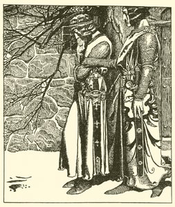 Sir Kay onderbreekt de meditatie van Sir Percival door after Howard Pyle