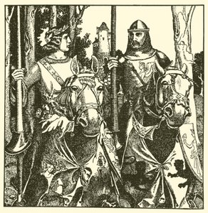 Sir Percival en Sir Lamorack rijden samen