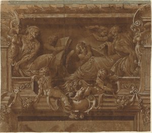 Profeet en Sibylle door after Jacopo Zanguidi Italian 16th Century called Bertoia