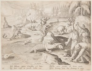 Krokodillenjacht door after Jan van der Straet, called Stradanus