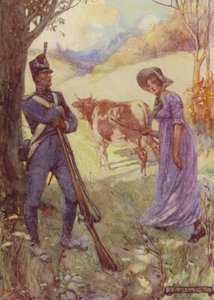 Laura Secord passeerde de Amerikaanse wachtposten met een koe voor zich door after Joseph Ratcliffe Skelton