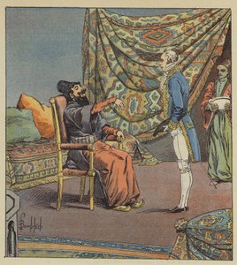 Asker-Khan, ambassadeur van Perzië, houdt Marbois, president van de Rekenkamer, voor de dokter