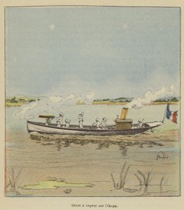 Stoomboot op de Ikopa door after Louis Charles Bombled