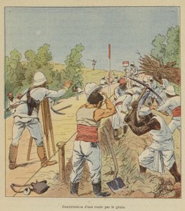 Bouw van een weg door de genie door after Louis Charles Bombled