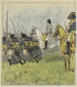 De Keizer aanschouwt zijn rekruten in de slag