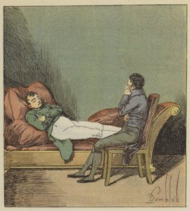 Las Cases kijkt naar de slapende Napoleon door after Louis Charles Bombled