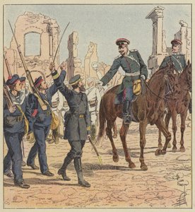 Kapitein de Marolles en generaal Stessel door after Louis Charles Bombled