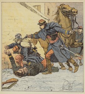 Kolonel Choppin-Merey doodt een ongedisciplineerde soldaat door after Louis Charles Bombled