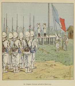 De Franse vlag gehesen in Marovoay door after Louis Charles Bombled