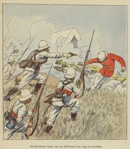 Luitenant Grass doodt een Hova-leider met een revolverschot