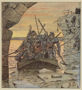 De vrijwilligers van Cathelineau steken de Loire over bij Châteauneuf
