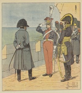Napoleon ontvangt Pioutowski op het eiland Elba door after Louis Charles Bombled