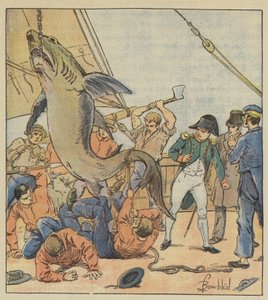 Vangst van een haai door after Louis Charles Bombled