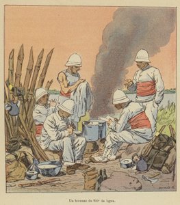 Een bivak van de 200e linie door after Louis Charles Bombled
