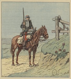 Wachtpost van het 6e huzaren door after Louis Charles Bombled