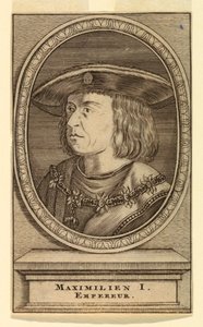 Portret van Maximiliaan I (1459-1519) door after Lucas van Leyden