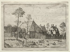 Uitzicht op Dorpen in Brabant en Campine: Herders met Kudde door after Master of the Small Landscapes