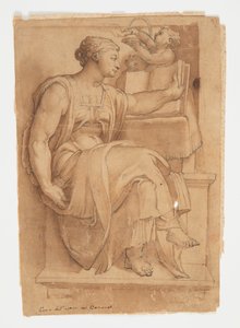 Erythreïsche Sibylle van het plafond van de Sixtijnse Kapel, naar Michelangelo door after Michelangelo Buonarroti