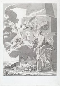 Allegorisch portret van Pierre Buirette de Belloy door after Nicolas René Jollain Louis Simon Lempereur