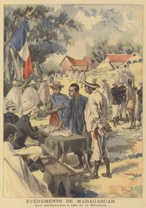 Dienstplichtigen op het eiland Réunion die zich inschrijven voor het Franse leger in Madagaskar door after Oswaldo Tofani
