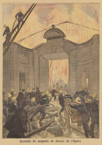 Brand in de decoropslag van de Parijse Opera door after Oswaldo Tofani