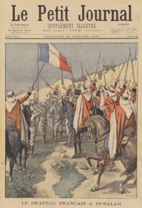De Franse vlag gehesen in In Salah, Algerije