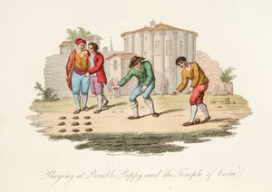 Spelen bij Bomble Puppy en de Tempel van Vest, uit Italiaanse Scènes, die de Manieren, Gewoonten en Amusementen van de verschillende Staten van Italië vertegenwoordigen, uitgegeven 1806 door after P. van Lerberghi