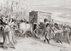 Een begrafenisstoet tijdens de XIX Dynastie, oud Egypte, uit Hutchinsons Geschiedenis van de Naties, pub.1915