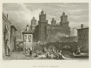 Het kasteel van Ferrara door Samuel (after) Prout