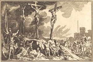 Christus aan het kruis tussen de twee dieven