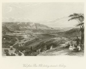 Uitzicht vanaf Box Hill, kijkend naar Norbury door after Thomas Allom