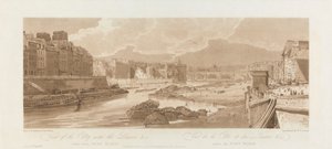 Uitzicht op de stad met het Louvre. 1802; Plaat 3 uit Uitzichten in Parijs, het Emanuel volume door after Thomas Girtin
