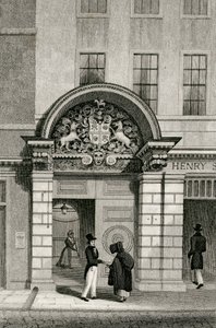 Barber Surgeons Hall, Monkwell Street, 1830 door Thomas Hosmer after Shepherd