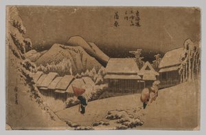 Kambara: Avondsneeuw door after Utagawa Hiroshige