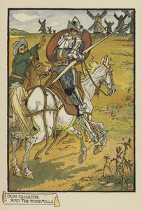 Don Quichot en de Windmolens door after Walter Crane
