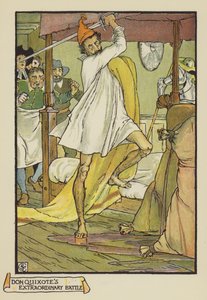 Don Quichots Buitengewone Gevecht door after Walter Crane