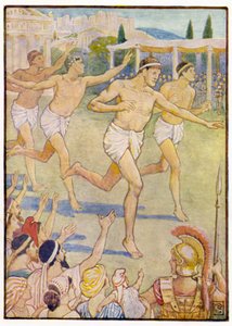 In de vroegste tijden was een eenvoudige hardloopwedstrijd het enige evenement door after Walter Crane
