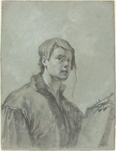 Een Kunstenaar met een Boek en Kompas door after Willem Drost