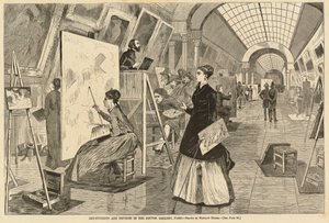 Kunststudenten en Kopieerders in de Louvre Galerij, Parijs