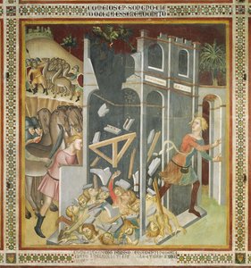 De vernietiging van het huis van Job en de diefstal van zijn kudde door de Sabeeërs, 1356-6