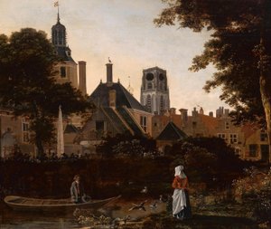 Dutch: Stadsgezicht te Rotterdam met de Sint Laurenstoren View of Rotterdam, with the tower of the St. Laurenskerk door anonymous 