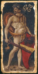 Dutch: Wildeman met wapen van de familie Bellanti Wild man with shield, to the left