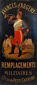 Frans: Au hussard. Bord van het militaire vervangingskantoor. 17 rue des Petits- Carreaux, 11e arrondissement, Parijs door anonymous 
