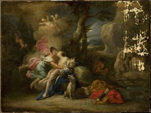 Jove vermomd als Diana kust nimf Callisto