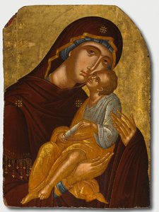 Icoon van de Moeder Gods en het Kind Christus (Virgin Eleousa) door attributed to Angelos Akotantos (Greek, d. 1450)