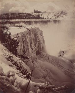 Bevroren watervallen door attributed to Charles Bierstadt
