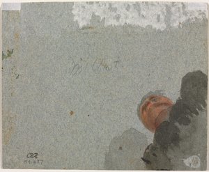 Studie van een Hoofd van Onderaf Gezien (verso)