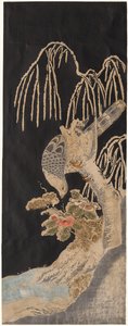 Valk op een wilg door attributed to Isoda Koryūsai