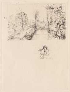 [Landschap met Brug en Kind] door attributed to Jean Louis Richter